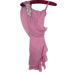 Weissman Lyrical Dance Ice Skating Dress Costume Pink Embroidered LC - Picture 1 of 10