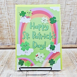 Hallmark St Patrick's Day Greeting Card Rainbows Smiley Clover Green Sweet Kid - Picture 1 of 7