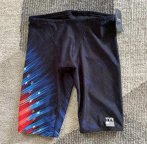 Pantalones cortos de natación para hombre TYR USA Flag Jammer talla 34 nuevos con etiquetas - Imagen 1 de 5