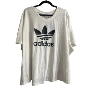Adidas Damen Übergröße Adicolor Trefoil Boxy T-Shirt weiß & schwarz Größe 4X neu - Bild 1 von 4