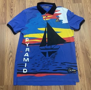Black Pyramid Polo Shirt Mens Large Blue Multicolor Sailboat Yacht Club BP18 - Picture 1 of 9