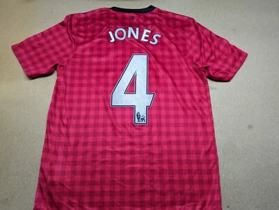 Camiseta de fútbol para hombre Manchester United 2012 2013 Phil Jones #4 roja mediana Foto 1 de 4