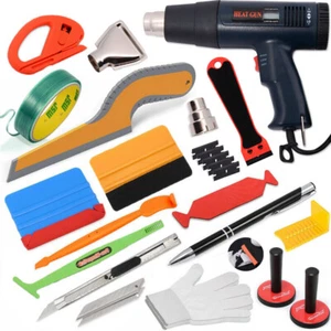 Car Vinyl Wrap Tool Kit w/ 110V Heat Gun Micro Squeegee Scraper Magnet PPF Tools - Picture 1 of 9