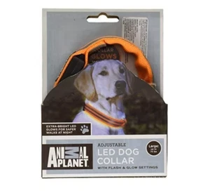 Animal Planet LED Dog Collar Flash Glow Setting Size L Large Up to 75 lb Red - Picture 1 of 5