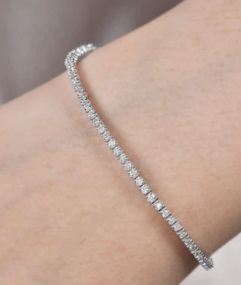 1.40 Ct Natural Diamond Round Tennis Bracelet 10k White Gold Engagement Gift - Image 1 of 4