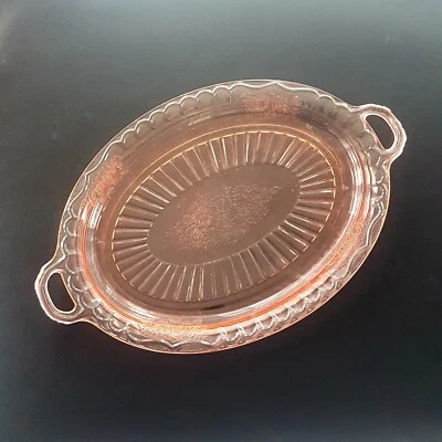 Anchor Hocking MAYFAIR OPEN ROSE Pink Depression Glass Serving Tray, 13.75 inch - Image 1 of 4