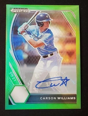 2021 Panini Prizm Draft Picks Baseball Green Carson Williams Auto #19/23- Rays - Image 1 of 4