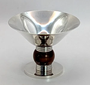 Emile Puiforcat France Silver Plated & Agate Art Deco Style Small Footed Bowl - Picture 1 of 10