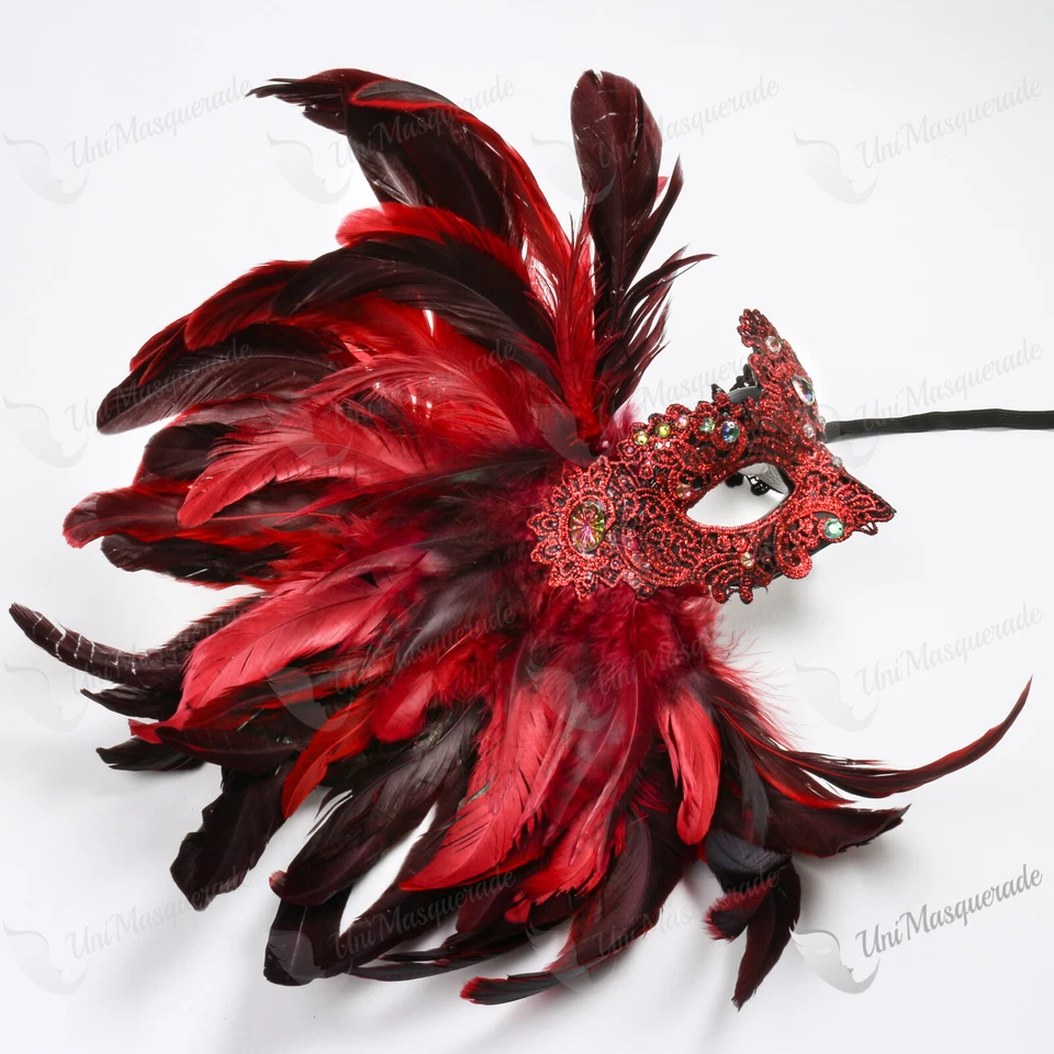 Mardi Gras Christmas Costume Carnival New Year Eye Masquerade Feather Lace Mask - Image 1 of 1