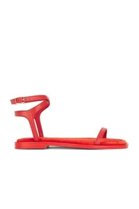 A.EMERY Viv Sandals Poppy Suede Red Leather Flats 38 $180 - Picture 1 of 6
