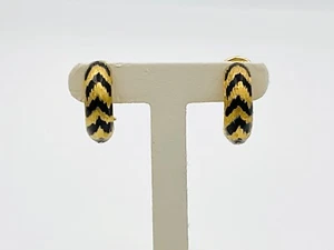 18K Yellow Gold Enameled Earrings Estate - Picture 1 of 6