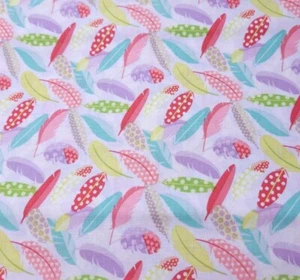 1 yd 3" Life is Tweet Wilmington Colorful Feathers on White - Picture 1 of 2