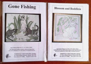Catkin Embroidery Designs Blackwork Patterns- Gone Fishing & Blossom & Buddleia - Picture 1 of 7
