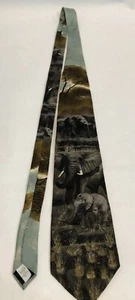 Endangered Species Mens Elephant Safari Silk Necktie Made In The USA 3.75 X 58 - Picture 1 of 4