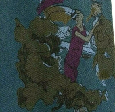 Corbata abstracta de seda verde azul  Foto 1 de 4