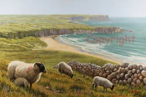 White Park Bay Antrim Coast Canvas Wall Art Print by Irish artist Keith Glasgow - Picture 1 of 2