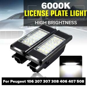 2x LED Feux Éclairage Plaque pour Peugeot 106 1007 207 307 308 406 407 508 