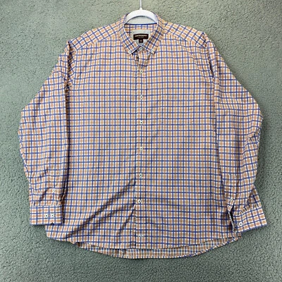 Camisa Johnston & Murphy Para Hombre XXL Beige Azul A Cuadros Manga Larga Con Botones Foto 1 de 4