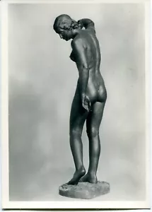 Cartolina erotica HANS ANKER, scultura donna, nuda, IL DOMANI anni 30 - Foto 1 di 1