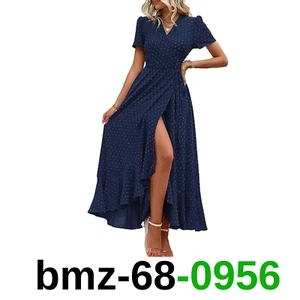 PRETTYGARDEN Women's Summer Wrap Maxi Dress Casual Boho Floral V Neck Short, Ll - Picture 1 of 4