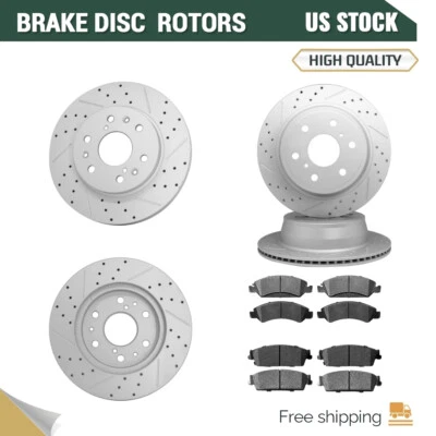 Rotores de disco perforados delanteros traseros y pastillas de freno para Chevrolet Avalanche 2008-2013 Foto 1 de 4