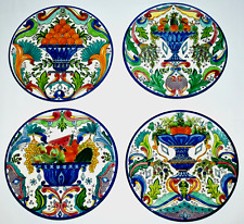 Vintage CERAMAR 4 Hand Painted In Spain 8.75" Fruit Pattern Wall Plate Set