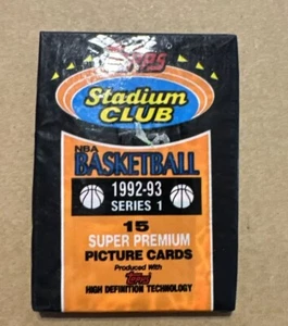 Vintage 1992-93 Topps Stadium Club Series 1 NBA Basketball 15 Sealed Card Packs - Picture 1 of 2