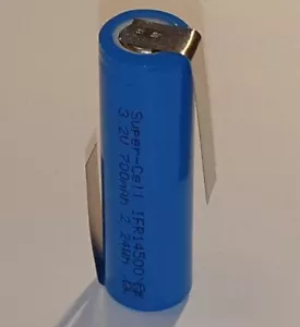 LiFePo4 Akku 3,2V IFR 14500 AA 700mAh Akku Zelle Super-Cell mit Z Anschlüsse - Bild 1 von 2