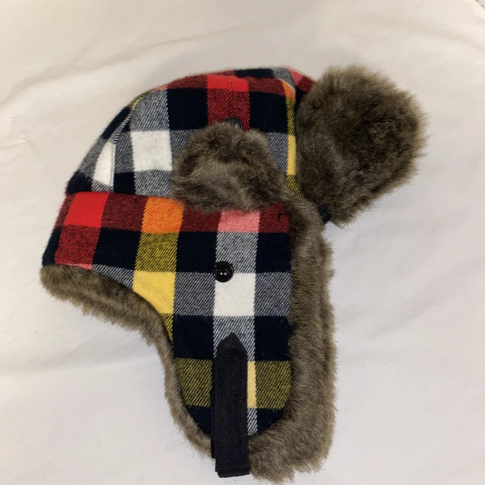 D&Y Trapper Hat Plaid Flannel Faux Fur Lined Winter Ear Flap Bomber One Size - Image 1 of 4