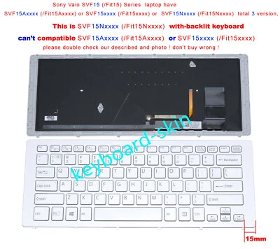 New for Sony SVF15Nxxx,Fit 15Nxx SVF15N19SCS SVF15N19SCP keyboard backlit silver - Image 1 of 4
