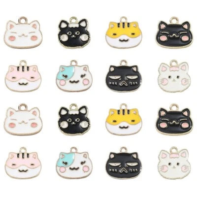 32x Esmalte Cabeza de Gato Dije Colgante para Pendientes Pulsera Collares Fabricación de Joyas Foto 1 de 4