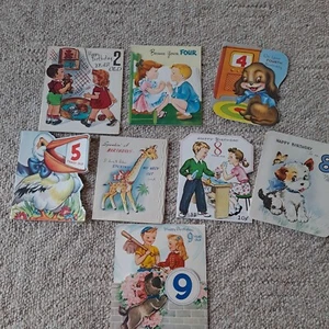 CUTE Lot of 8 Vintage 1950s Happy Birthday UNUSED Years old lot Childrens - Picture 1 of 4
