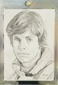 💥 Boceto Topps Finest Star Wars 1/1 Luke Skywalker ✍️ por el artista Jason Davies - Imagen 1 de 11
