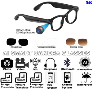 AI smart glasses with camera and bluetooth and translation and glasses case - Picture 1 of 33
