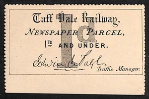 GB Wales TAFF VALE RAILWAY Newspaper Parcel Stamp TVR 1d/1lb Mint MM VS116 - Picture 1 of 10