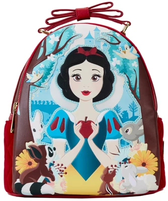 Disney Loungefly Blancanieves Clásico Manzana Acolchado Terciopelo Mini Mochila Cartera Nuevo Foto 1 de 4