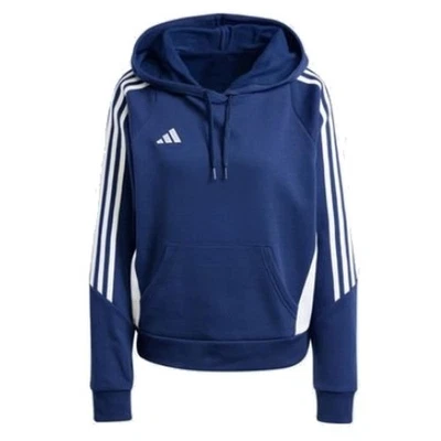 Adidas Women's TIRO 24 Sweatshirt Hoodie Navy Blue w/ 3 White Stripes - Image 1 of 2