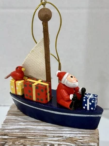Vintage Kathe Wohlfahrt Holz Segel Santa Weihnachtsschmuck Germany - 3" - Bild 1 von 10