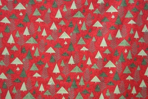 1 yard Christmas cotton fabric simple Christmas trees 44" wide - Picture 1 of 2