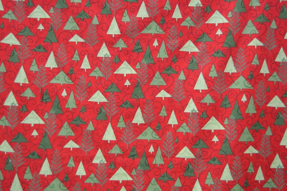 1 yard Christmas cotton fabric simple Christmas trees 44" wide - Image 1 of 2