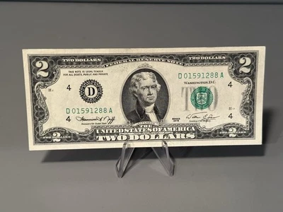 2.00 Dollar Bill Series 1976 D01591288A Uncirculated - Image 1 of 4