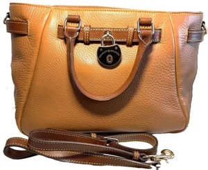 Dooney & Bourke Samba Leather Large Shoulder Satchel Brown Pebble Grain Leather - Picture 1 of 12