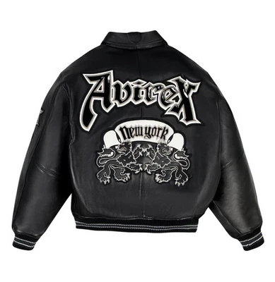 Avirex GOTH JACKET Black Bomber American Flight Jacket  Leather Jacket for Men - Image 1 of 4