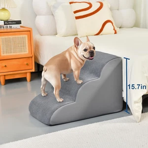 Dog Stairs Small Dogs 15.7” H Pet High-Density Foam 3-Step Steps Bed Couch Sofa - Picture 1 of 8
