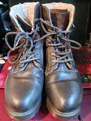 Mens WRANGLER Brown Leather Fleece Ankle aviator/ biker Boots uk9 eu 43 - Image 1 of 4