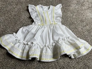 Vintage Mini World Inc. Yellow White Ruffle Prairie Dress Size 4T USA - Picture 1 of 4