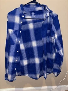 Womens Wonder Nation blue and white button up flannel size XL (14-16) - Picture 1 of 6
