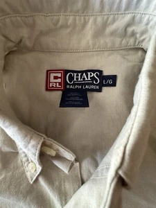 Ralph Lauren CHAPS Mens Size Large Button Down Shirt Long Sleeve Beige NWT - Picture 1 of 8