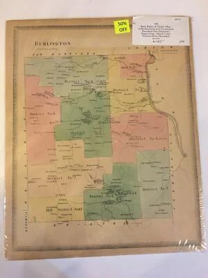 Connecticut Hartford County Map Burlington  Township 1869 J8#22 - Image 1 of 4