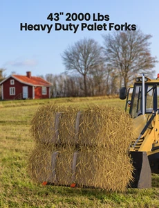 2000Lbs Clamp On Pallet Forks, 43"Tractor Bucket Forks, Heavy Duty, Adjustable - Picture 1 of 8